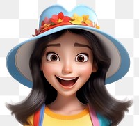 PNG Portrait smiling cartoon hat. AI generated Image by rawpixel.