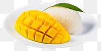 PNG Mango dessert fruit plate. AI generated Image by rawpixel.