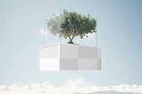 Floating box png transparent mockup