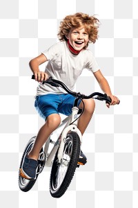 PNG Joyful child riding bicycle.