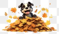 PNG Autumn dog 3D cartoon. 