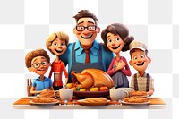PNG Thanksgiving cartoon family dinner. AI generated Image by rawpixel.