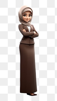 PNG Muslim female leader fashion cartoon sleeve. 