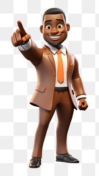 PNG African american male leader cartoon suit toy. 