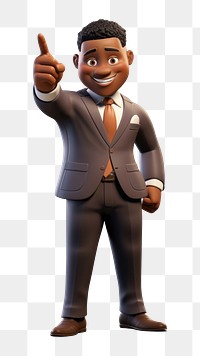 PNG African american male leader cartoon suit hand. 