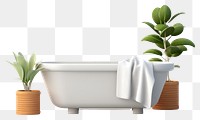 PNG Bathtub plant towel houseplant. AI generated Image by rawpixel.