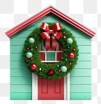 PNG Christmas wreath green door. 