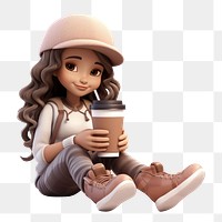 PNG Cup sitting cartoon coffee. AI generated Image by rawpixel.