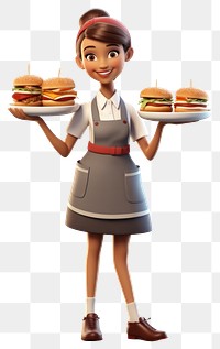 PNG Food holding cartoon burger. 