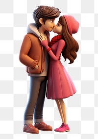 PNG Kissing cartoon adult woman. 