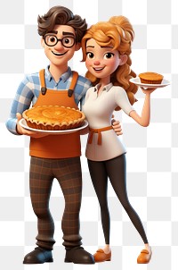 PNG 3D Couple Thanksgiving food. AI generated Image by rawpixel.