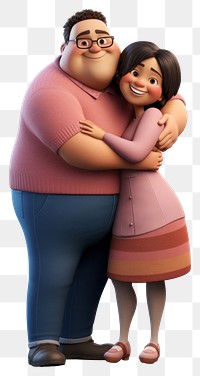 PNG Portrait cartoon hugging adult. 