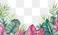 PNG Tropical leaves border  pattern drawing. 