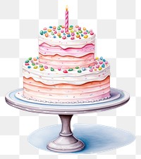 PNG Cake birthday dessert candle, digital paint illustration. 