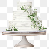 PNG Wedding cake dessert flower, digital paint illustration.