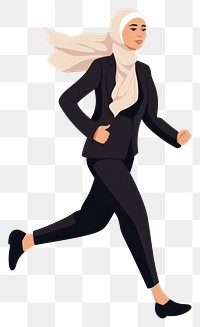 PNG Muslim businesswoman running adult white background exercising. AI generated Image by rawpixel.