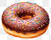 PNG Donut sprinkles chocolate dessert, digital paint illustration. 