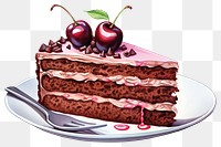 PNG Plate cake chocolate dessert, digital paint illustration. AI generated image
