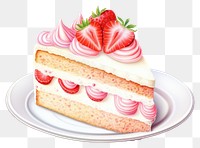 PNG Berry cream plate cake, digital paint illustration. AI generated image