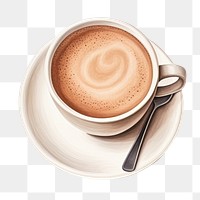 PNG Coffee cup saucer drink, digital paint illustration.