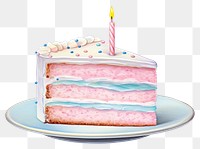 PNG Cake birthday dessert candle, digital paint illustration. AI generated image