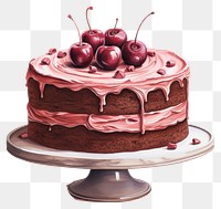 PNG Cake chocolate dessert cherry, digital paint illustration. 