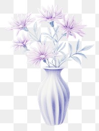 PNG Flower vase plant inflorescence, digital paint illustration.