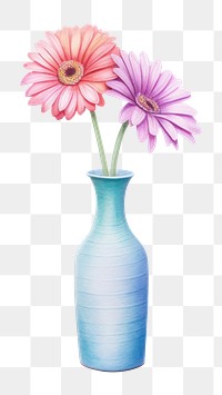 PNG Flower vase plant white background, digital paint illustration. AI generated image