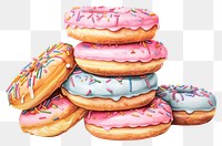 PNG Donut food confectionery sprinkles, digital paint illustration. AI generated image