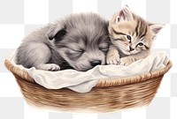 PNG Kitten basket mammal animal transparent background