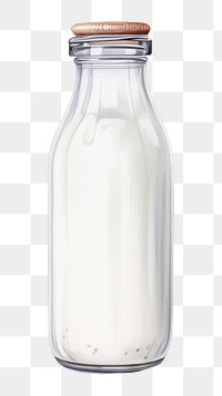 PNG Glass milk bottle dairy, digital paint illustration. AI generated image
