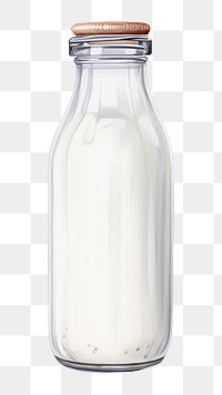 PNG Glass milk bottle dairy, digital paint illustration. 