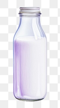 PNG Glass milk bottle drink, digital paint illustration. 