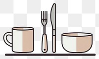 PNG Spoon fork cup tableware. AI generated Image by rawpixel.