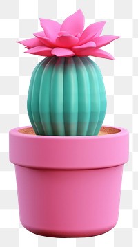 PNG Cactus flower plant vase. AI generated Image by rawpixel.