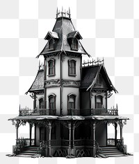 PNG Haunted house architecture building sketch. 