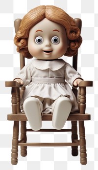 PNG Vintage haunted chair doll furniture. 