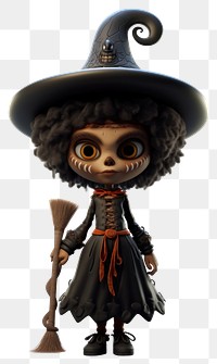 PNG Voodoo witch cartoon doll toy. 