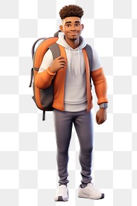 PNG Backpack cartoon adult white background. AI generated Image by rawpixel.