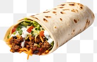 PNG Burrito food white background flatbread