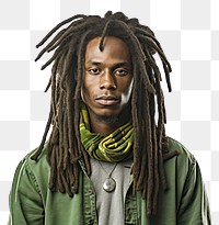 PNG Dreadlocks portrait green photo. 