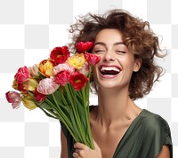 PNG Tulip bouquet laughing holding smile. 