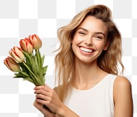 PNG Tulip bouquet smile photography portrait. 