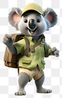 PNG Cartoon koala toy portrait. 