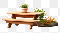 PNG Table furniture bench plant. AI generated Image by rawpixel.