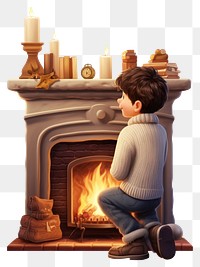 PNG Fireplace cartoon hearth architecture. AI generated Image by rawpixel.