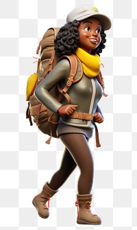 PNG Backpack cartoon adult woman. 