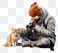 PNG Photographer mammal animal adult. AI generated Image by rawpixel.