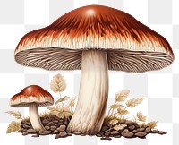 PNG Mushroom vintage illustration fungus agaric plant. 