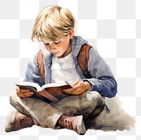 PNG Reading sitting child concentration. AI generated Image by rawpixel.